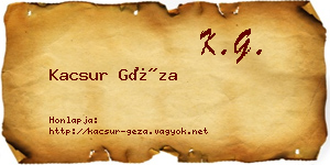 Kacsur Géza névjegykártya